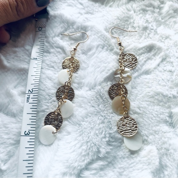 NWT Drop Earrings – Gold & White, 3" ✨ - Picture 7 of 9